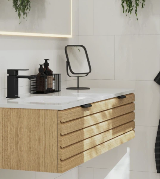 Oak Finish Wall Bathroom cabinet